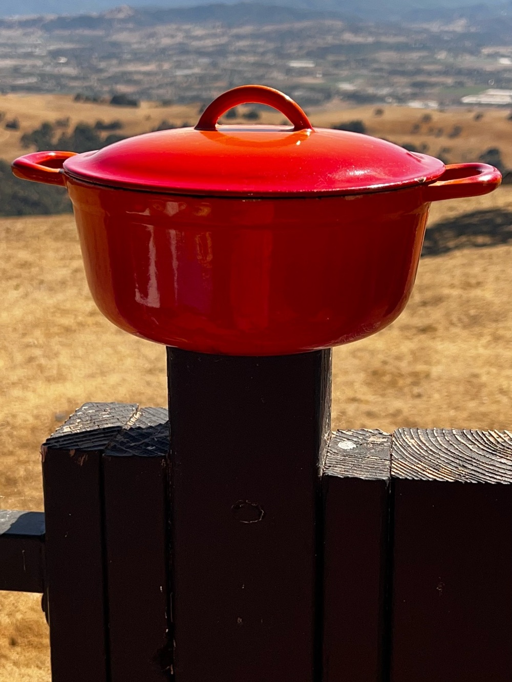 Descoware Belgium Vintage Flame Orange Enamel 8 " Cast Iron Dutch Oven with Lid